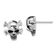 Rhodium Over Sterling Silver Antiqued Enameled Skull Post Earrings