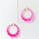 14K Yellow Gold Over Sterling Silver Bamboo Acrylic Hoops in Electric Pink
