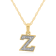 White Diamond Accent 10k Yellow Gold Z Initial Pendant With 18” Rope Chain