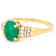 Emerald And White Zircon Ring In 18K Gold Over Sterling Silver 1.02ctw
