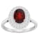 8x6mm Oval Garnet And White Topaz Accents Rhodium Over Sterling Silver
Double Halo Ring