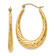14k Yellow Gold Polished and Textured 1 1/4" Twisted Oval Hoop Earrings