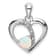 Rhodium Over 14k White Gold Lab Created Opal and Diamond Heart Pendant
