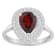 8x5mm Pear Shape Garnet And White Topaz Accents Rhodium Over Sterling
Silver Double Halo Ring