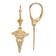 14K Yellow Gold Textured Caduceus Dangle Earrings