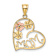 14K Tri-color Gold textured MOM and Flowers Pendant