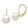 14K Yellow Gold 9-10mm White Button Freshwater Cultured Pearl Leverback Earrings