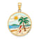 14k Yellow Gold Enamel Beach Scene on Round Disc Charm