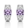Purple Rhodium Over Sterling Silver Amethyst Octagon Hoop Earrings