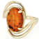 Amber Bypass Ring In 18K Gold Over Sterling Silver