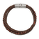 Leather and Stainless Steel Polished with Tiger's Eye Brown 8.25-inch Bracelet