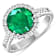 Round Green Emerald and Diamond 14K White Gold Halo Ring 3.29 ctw