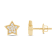 White Cubic Zirconia 14k Yellow Gold Star Earrings With Velvet Gift Box 0.30ctw