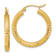 14k Yellow Gold Polished Satin and Diamond-cut 1 1/16" Hoop Earrings