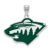 Rhodium Over Sterling Silver NHL LogoArt Minnesota Wild Large Enamel Pendant