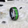 MATLAL Beveled Black Ceramic Ring with Emerald Green Carbon Fiber Inlay 8mm