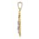 14K Two-tone Gold Polished Brushed Budded INRI Crucifix Pendant