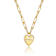 Pave CZ Heart Pendant Necklace In 14K Gold Over Brass