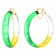 14K Yellow Gold Over Sterling Silver Green and Yellow Tie Dye Acrylic Hoops