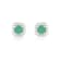 Green Emerald with Moissanite Sterling Silver Halo Stud Earrings