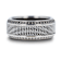 GAUNTLET Steel Chain Titanium Wedding Ring Polished Beveled Edges Set
with Round Black Diamonds 10mm