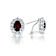 Ruby Color CZ Halo Stud Earrings In Sterling Silver