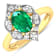 1.2ctw Green Emerald and Diamond 14K Yellow Gold Halo Ring
