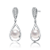 Pearl And CZ Drop Earrings In Sterling Silver