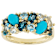 Turquoise And Multi-Blue Gemstone Ring In 18K Gold Over Sterling Silver 1.66ctw