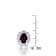 Ruby Color CZ Halo Stud Earrings In Sterling Silver