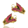3 Pack Gold Tone White, Yellow and Pink Enamel Butterfly Earrings