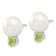 Sterling Silver 10-11mm Freshwater Cultured Button Pearl with Peridot Earrings