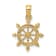 14k Yellow Gold Textured Ship Wheel Pendant