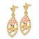14k Two-tone Textured Flower Dangle Earrings