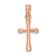14k Rose Gold Polished Beveled Cross with Round tips Charm