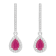 6x4mm Pear Shape Ruby 1/3 ctw Diamond Rhodium Over Sterling Silver Halo
Dangle Earrings