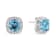 Swiss Blue Topaz with Moissanite  Rhodium Over Sterling Silver Halo Stud
Silver Earrings
