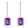 7x5mm Emerald Cut Amethyst 1/3 ctw Diamond Rhodium Over Sterling Silver
Halo Dangle Earrings