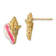 14k Yellow Gold Textured White and Pink Enamel Conch Shell Stud Earrings