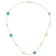 14K Yellow Gold Teal and White Color Mother Of Pearl Flower 30 Inch Necklace
