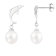 7-8mm white cultured freshwater pearl rhodium over sterling silver earrings
