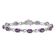 Rhodium Over 14k White Gold Amethyst and Diamond Bracelet