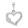 Rhodium Over 14k White Gold Solid Satin and Polished Fancy 3D Heart Pendant