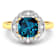 London Blue Topaz and White Diamond 14K Yellow Gold Halo Ring 2.24 ctw