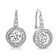 CZ Bezel Halo Drop Earrings In White Rhodium Over Brass