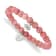 Stainless Steel Polished Lotus Pink Jade Beaded Stretch Bracelet