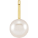 14K Yellow Gold 6mm Round White Akoya Pearl Solitaire Pendant.