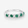 Green Emerald and White Topaz Sterling Silver 5 Stone Band Ring
