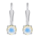 4mm Round Moonstone Rhodium Over 14k White Gold Drop Earrings