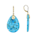 Turquoise Large Pear Dangle Earrings In 18K Gold Over Sterling Silver 35x25mm